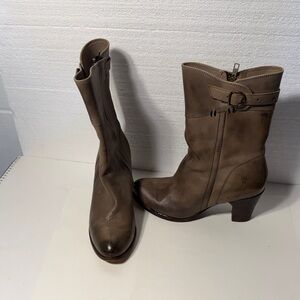 From Anthropologie Frye Elegant Grey Taupe Heeled Boots